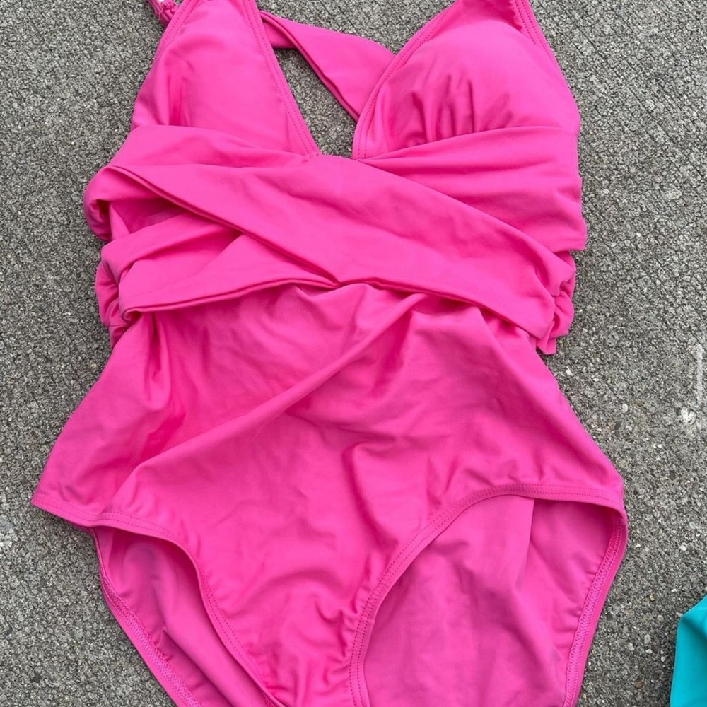 Pink one piece swim suit